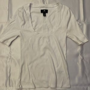 7 For All Mankind Ribbed Scoop Neck Tee
